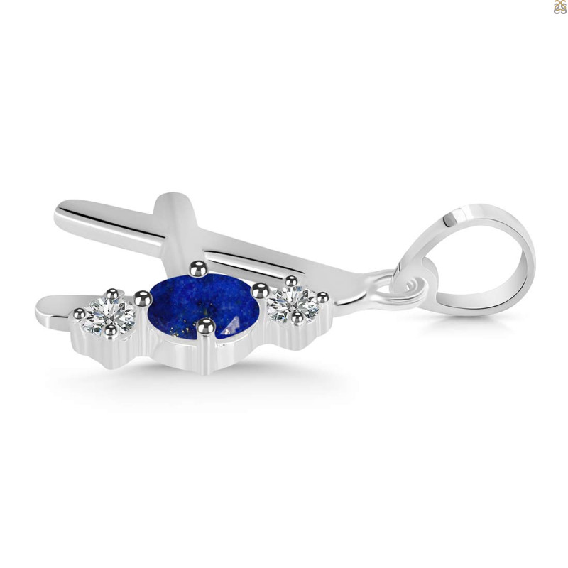 Lapis & White Topaz Alphabet A Pendant