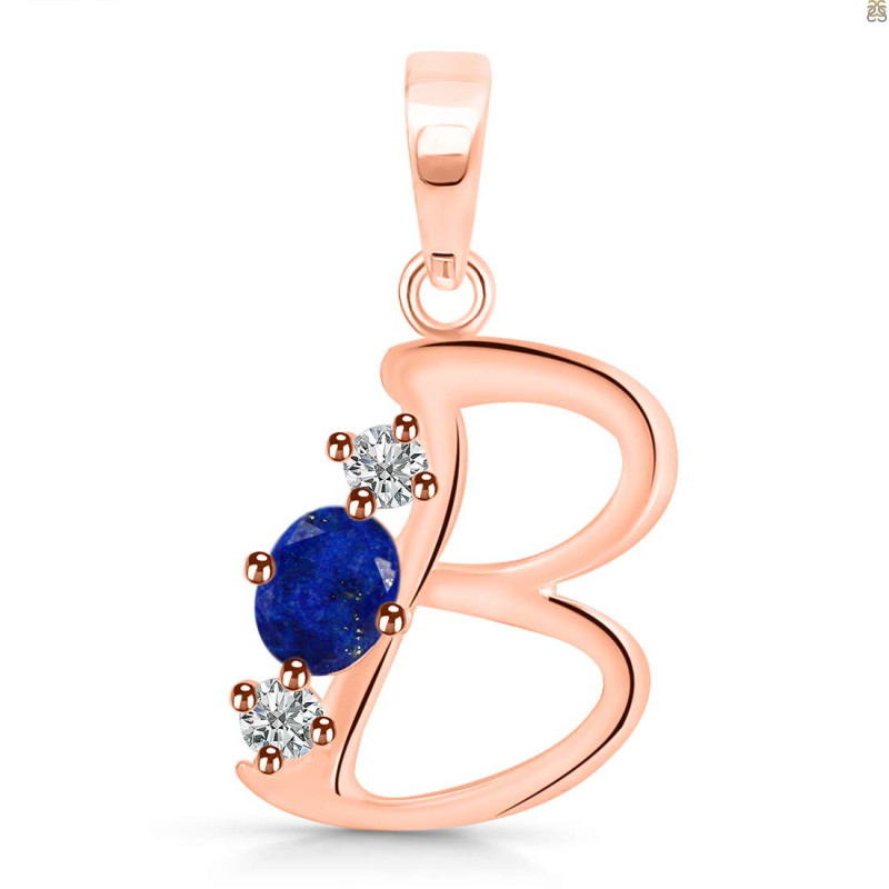Lapis & White Topaz Alphabet B Pendant LLP-RDA-54.