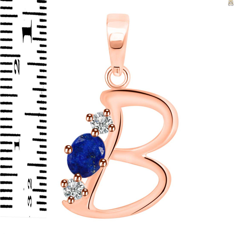 Lapis & White Topaz Alphabet B Pendant LLP-RDA-54.