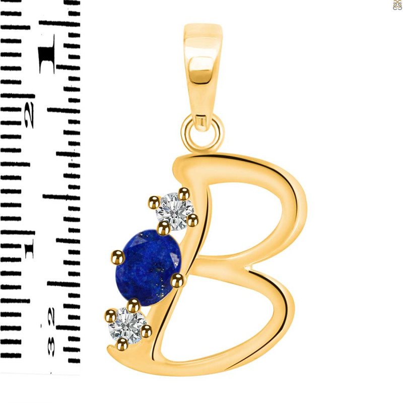 Lapis & White Topaz Alphabet B Pendant LLP-RDA-54.