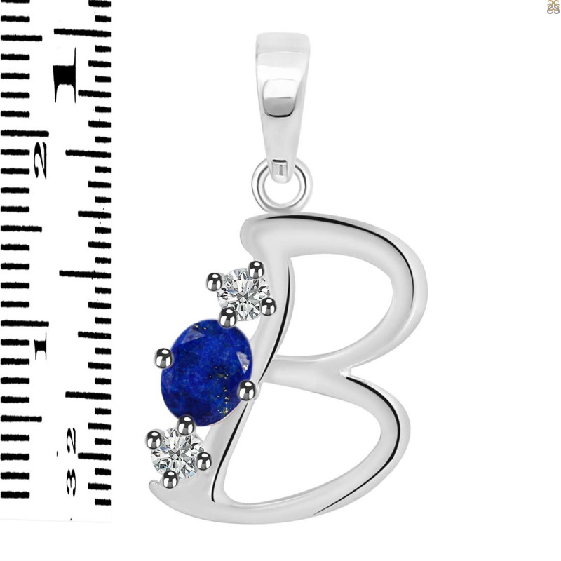 Lapis & White Topaz Alphabet B Pendant LLP-RDA-54.