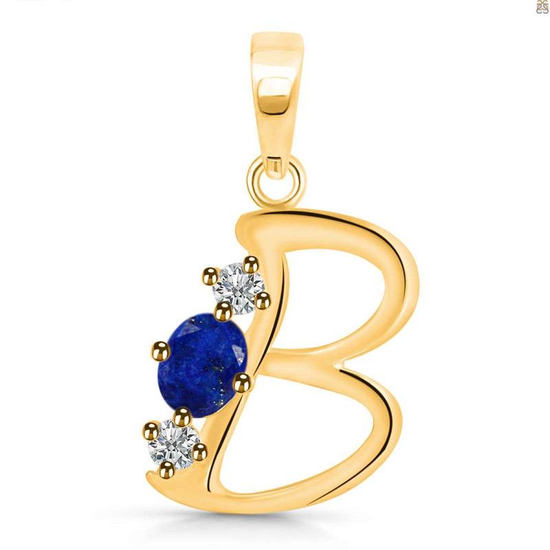 Lapis & White Topaz Alphabet B Pendant LLP-RDA-54.