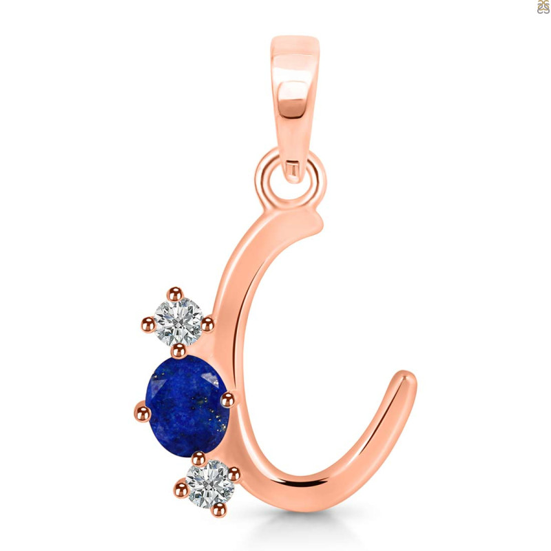 Lapis & White Topaz Alphabet C Pendant LLP-RDA-55.