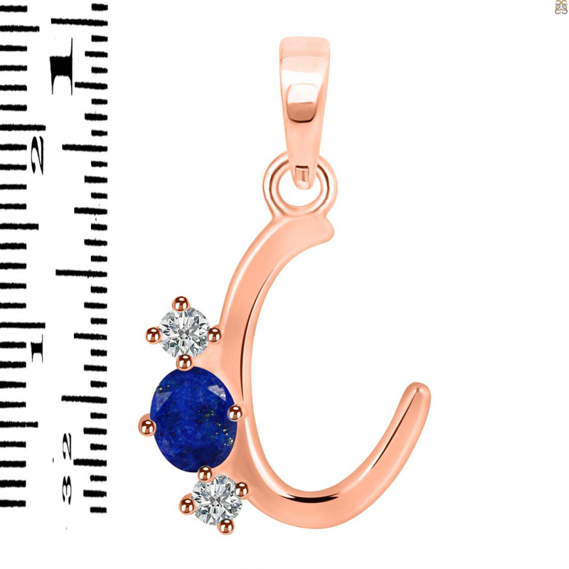 Lapis & White Topaz Alphabet C Pendant LLP-RDA-55.