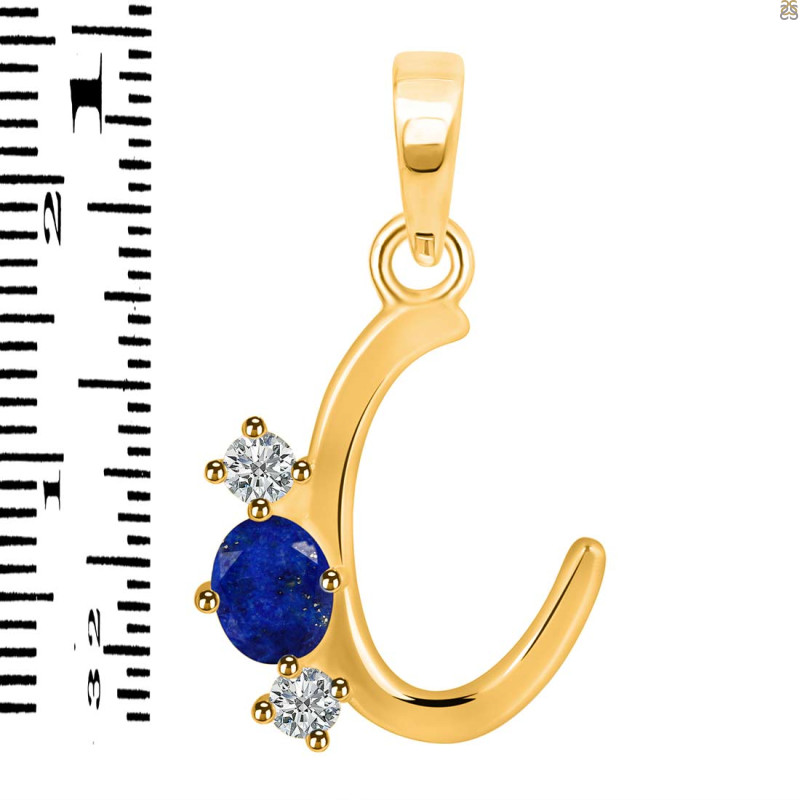 Lapis & White Topaz Alphabet C Pendant LLP-RDA-55.