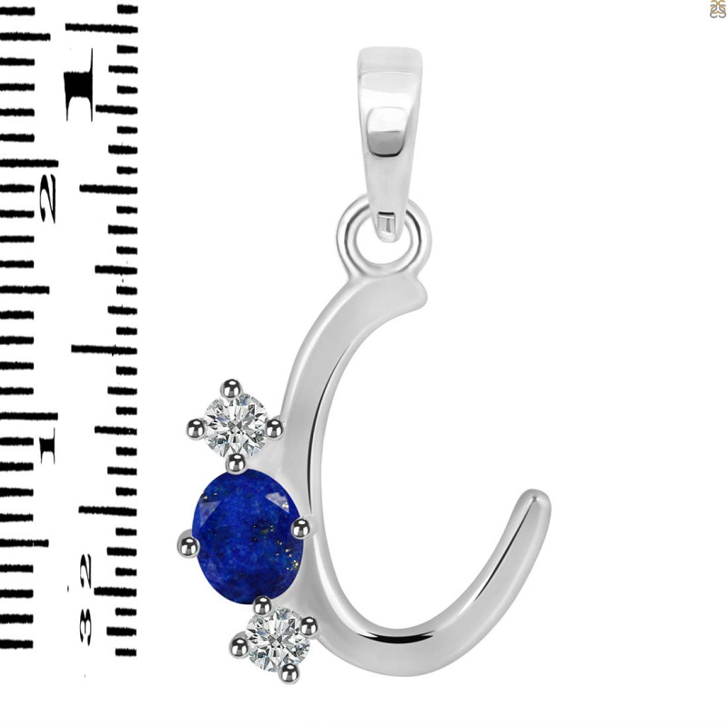 Lapis & White Topaz Alphabet C Pendant LLP-RDA-55.