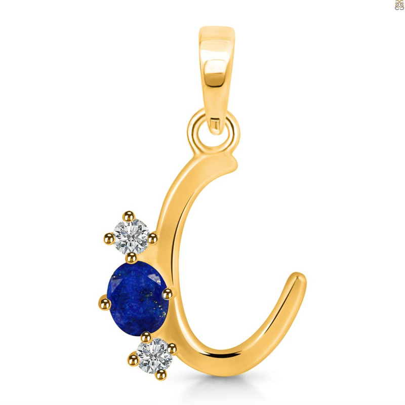 Lapis & White Topaz Alphabet C Pendant LLP-RDA-55.