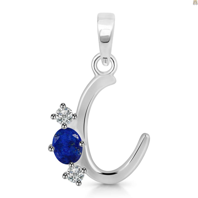 Lapis & White Topaz Alphabet C Pendant LLP-RDA-55.