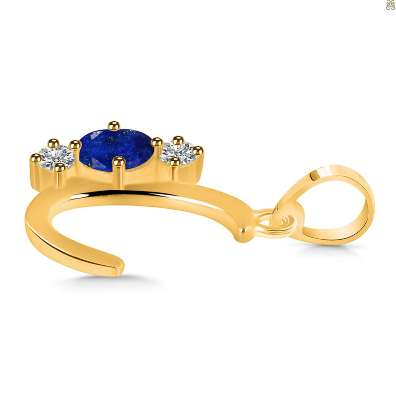 Lapis & White Topaz Alphabet C Pendant LLP-RDA-55.