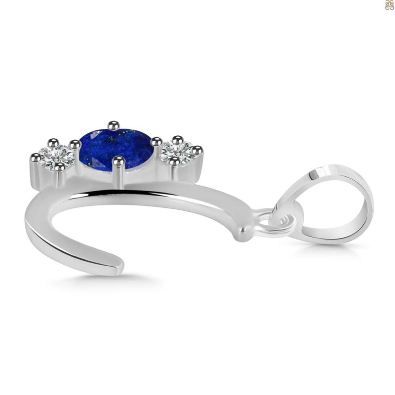 Lapis & White Topaz Alphabet C Pendant