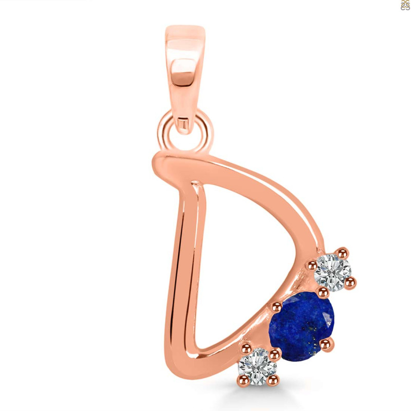 Lapis & White Topaz Alphabet D Pendant LLP-RDA-56.
