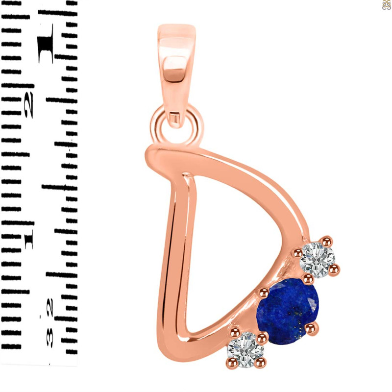 Lapis & White Topaz Alphabet D Pendant LLP-RDA-56.