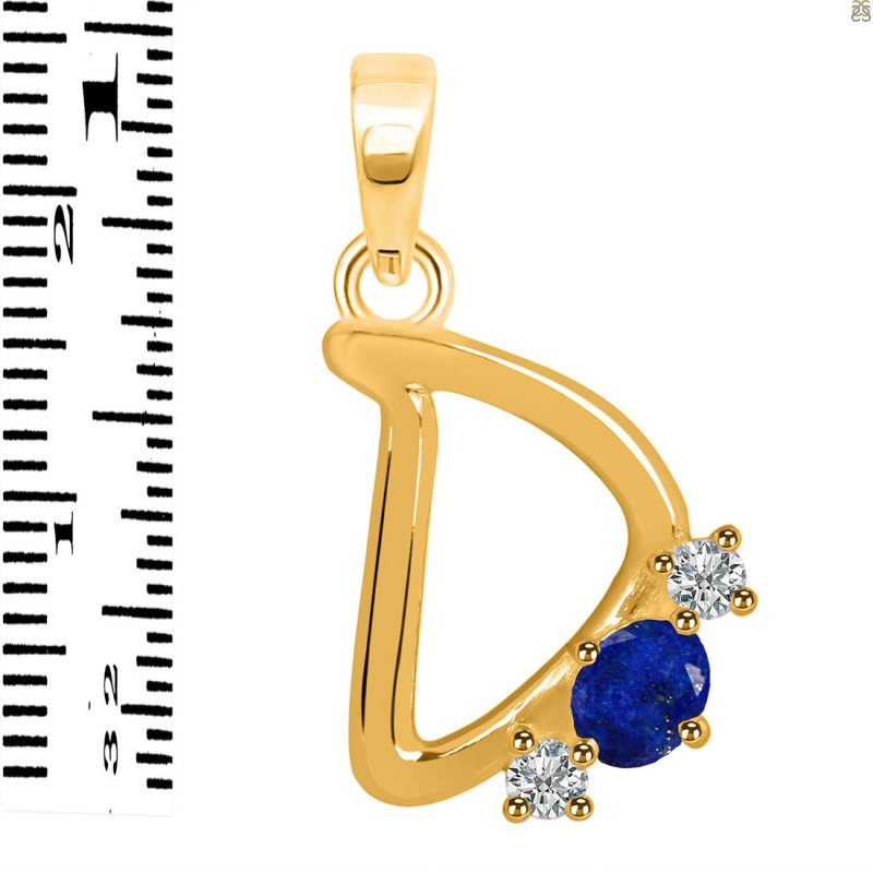 Lapis & White Topaz Alphabet D Pendant LLP-RDA-56.