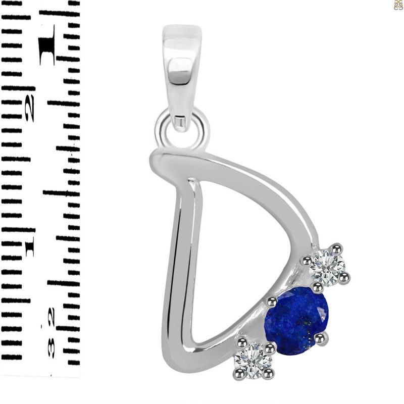 Lapis & White Topaz Alphabet D Pendant LLP-RDA-56.