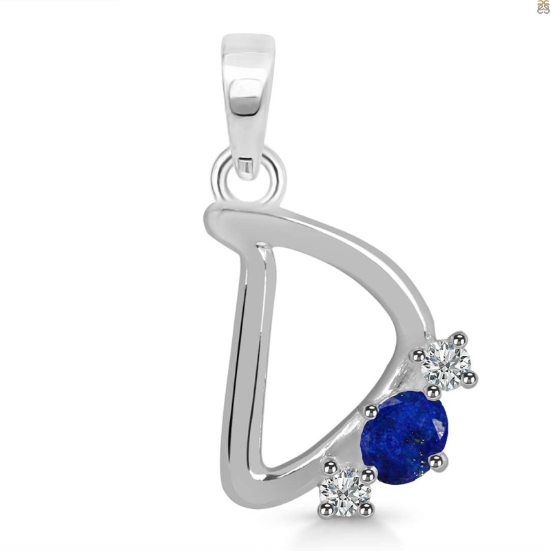 Lapis & White Topaz Alphabet D Pendant LLP-RDA-56.