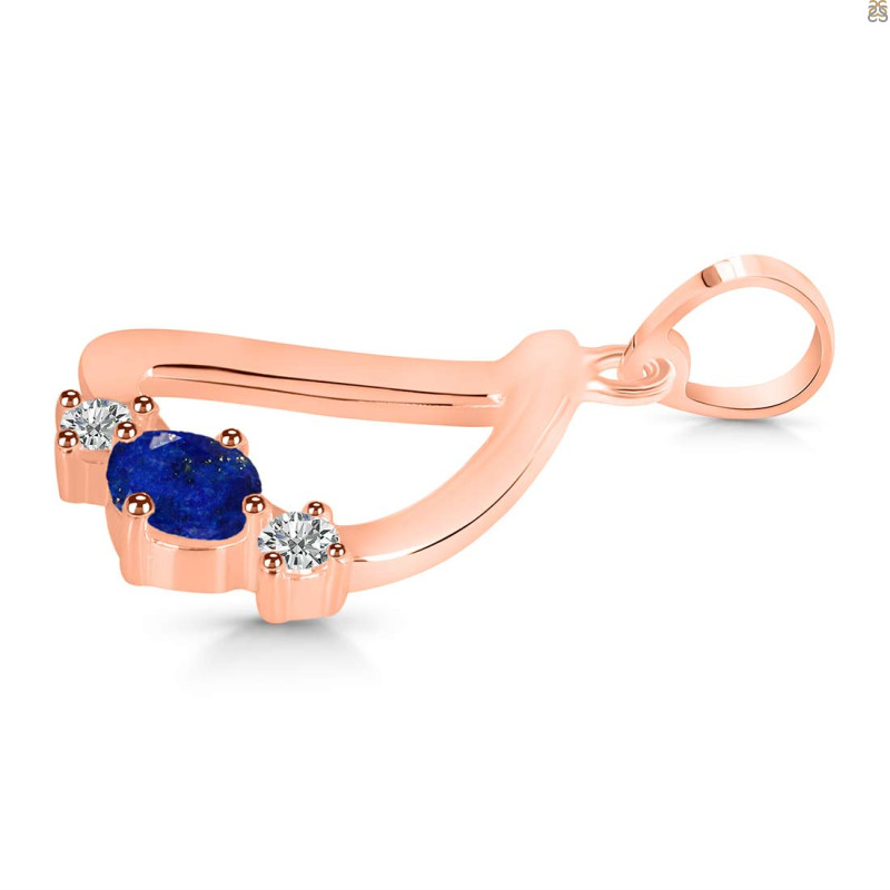 Lapis & White Topaz Alphabet D Pendant LLP-RDA-56.