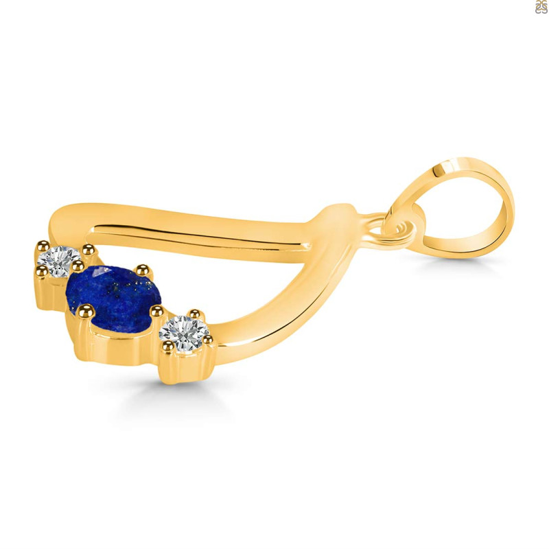 Lapis & White Topaz Alphabet D Pendant LLP-RDA-56.