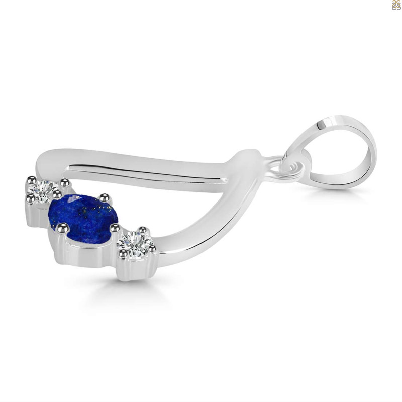 Lapis & White Topaz Alphabet D Pendant