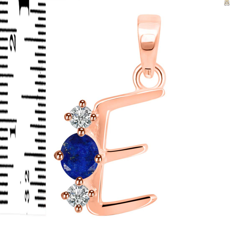 Lapis & White Topaz Alphabet E Pendant LLP-RDA-57.