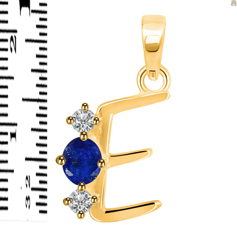 Lapis & White Topaz Alphabet E Pendant LLP-RDA-57.