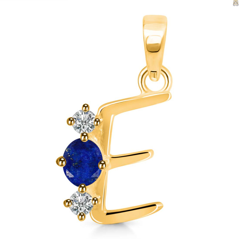 Lapis & White Topaz Alphabet E Pendant LLP-RDA-57.