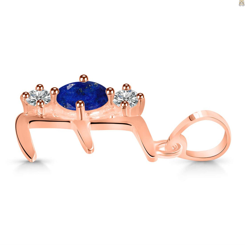 Lapis & White Topaz Alphabet E Pendant LLP-RDA-57.