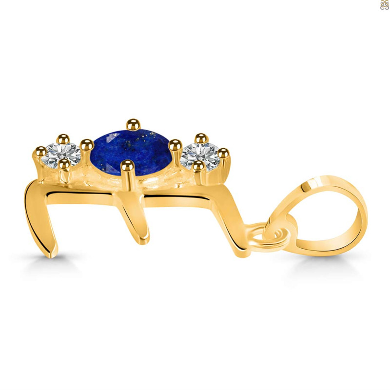 Lapis & White Topaz Alphabet E Pendant LLP-RDA-57.