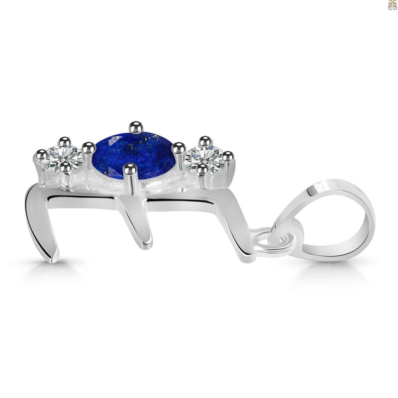Lapis & White Topaz Alphabet E Pendant