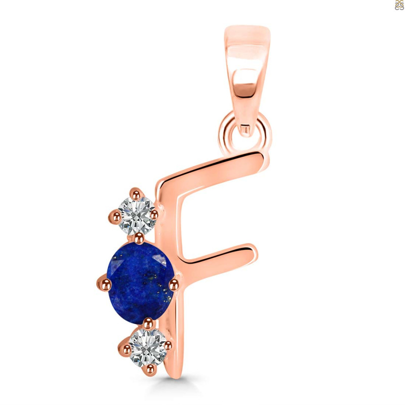 Lapis & White Topaz Alphabet F Pendant LLP-RDA-58.