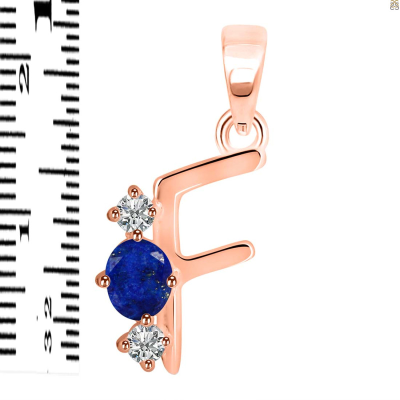 Lapis & White Topaz Alphabet F Pendant LLP-RDA-58.