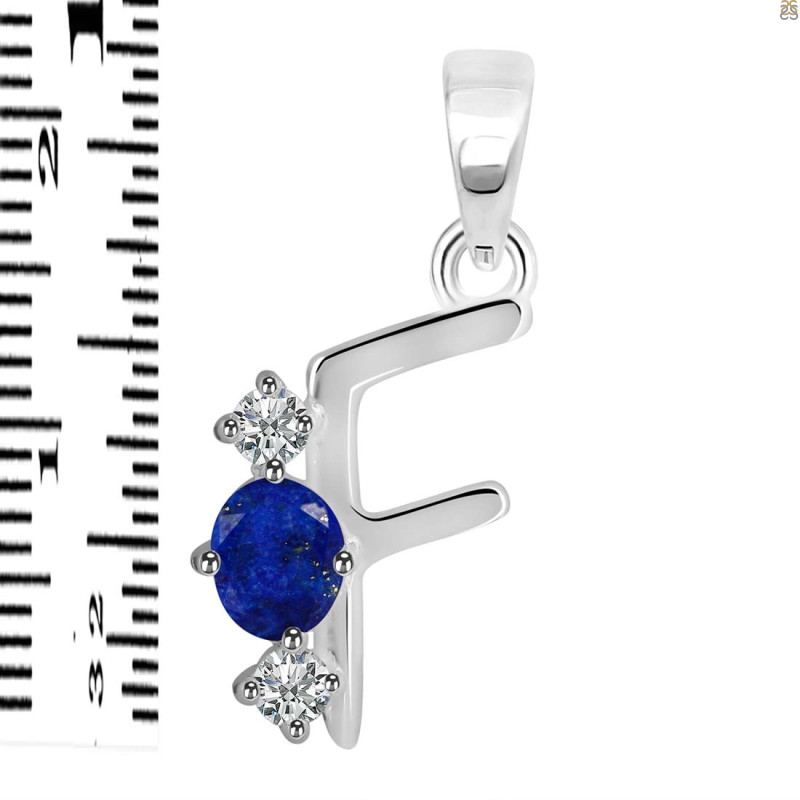Lapis & White Topaz Alphabet F Pendant LLP-RDA-58.