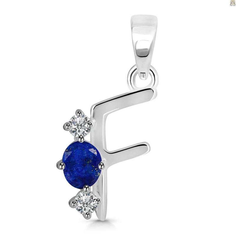 Lapis & White Topaz Alphabet F Pendant LLP-RDA-58.