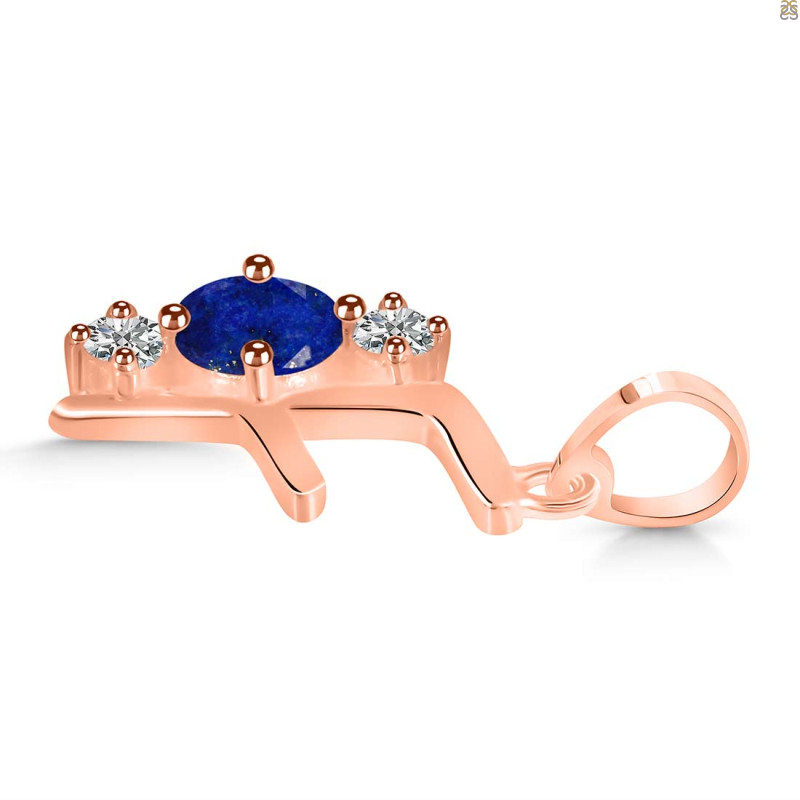 Lapis & White Topaz Alphabet F Pendant LLP-RDA-58.
