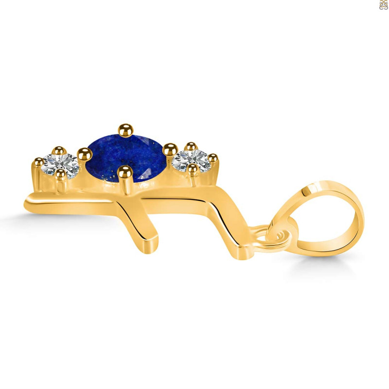 Lapis & White Topaz Alphabet F Pendant LLP-RDA-58.