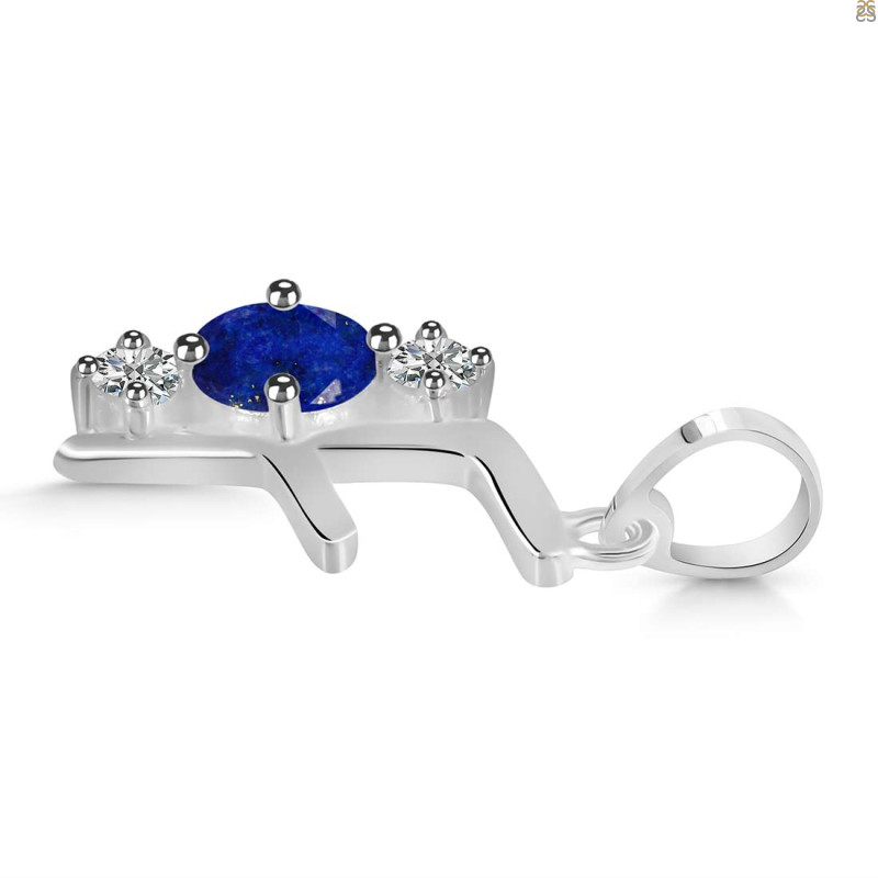 Lapis & White Topaz Alphabet F Pendant