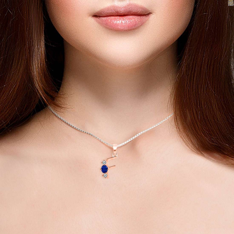Lapis & White Topaz Alphabet F Pendant LLP-RDA-58.