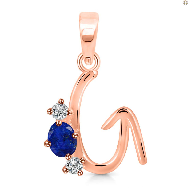 Lapis & White Topaz Alphabet G Pendant LLP-RDA-59.