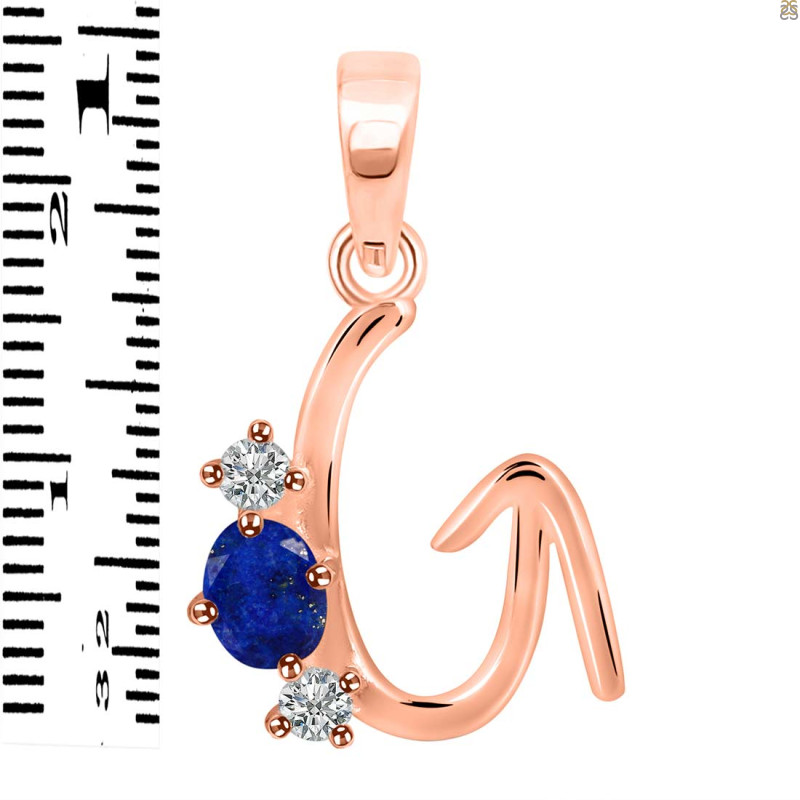 Lapis & White Topaz Alphabet G Pendant LLP-RDA-59.
