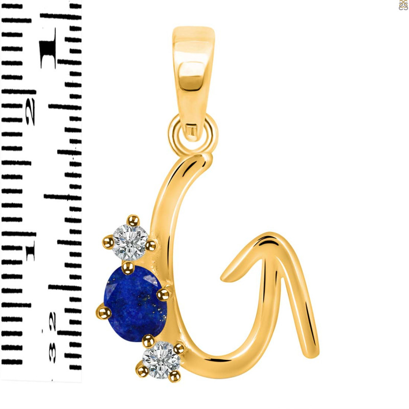 Lapis & White Topaz Alphabet G Pendant LLP-RDA-59.