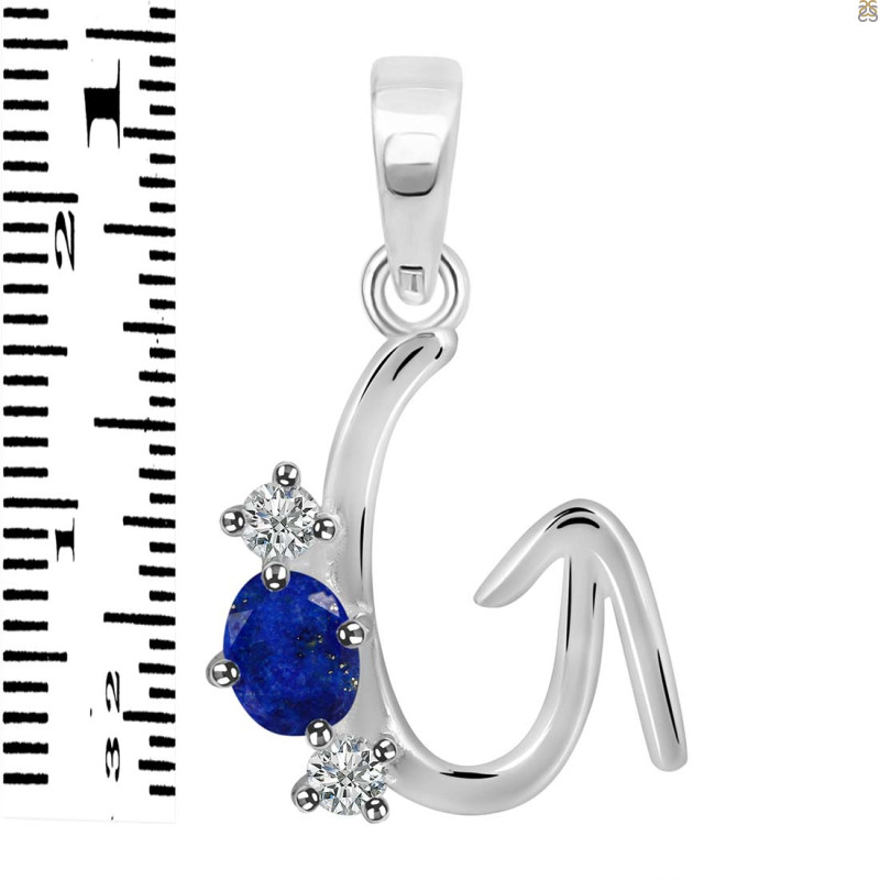 Lapis & White Topaz Alphabet G Pendant LLP-RDA-59.