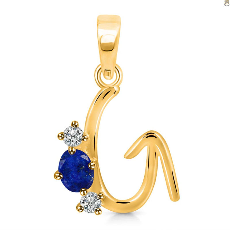 Lapis & White Topaz Alphabet G Pendant LLP-RDA-59.