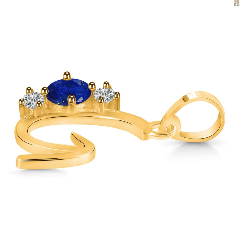 Lapis & White Topaz Alphabet G Pendant LLP-RDA-59.