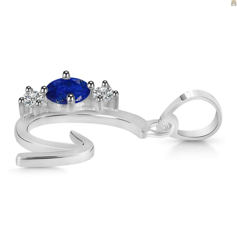 Lapis & White Topaz Alphabet G Pendant