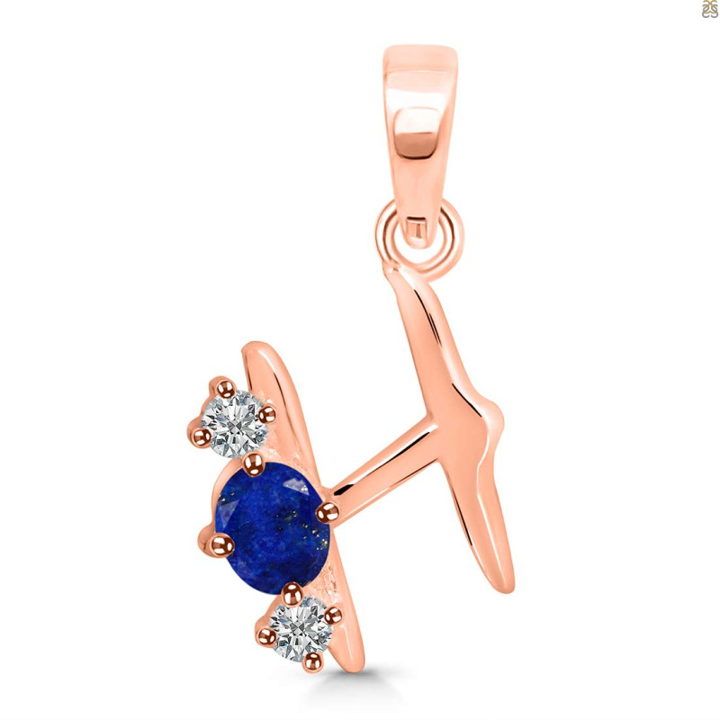 Lapis & White Topaz Alphabet H Pendant LLP-RDA-60.