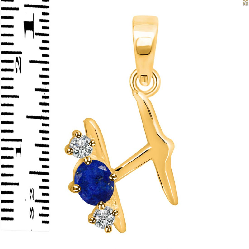 Lapis & White Topaz Alphabet H Pendant LLP-RDA-60.
