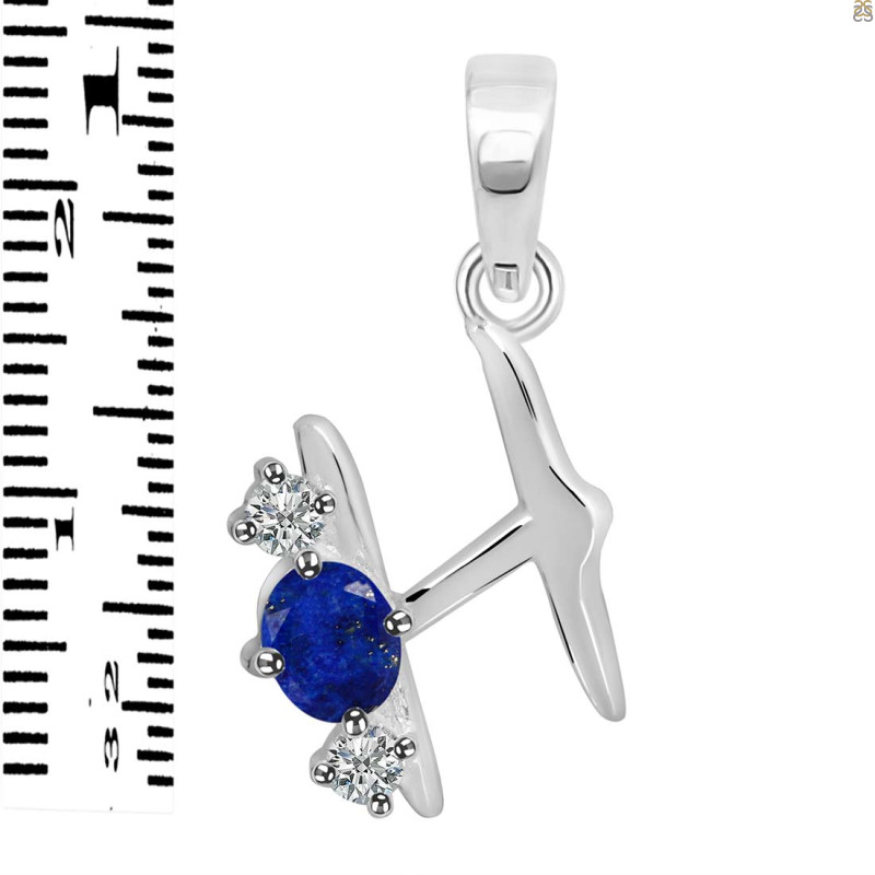 Lapis & White Topaz Alphabet H Pendant LLP-RDA-60.