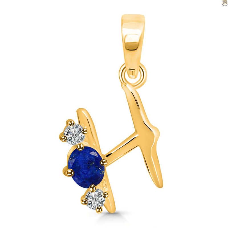Lapis & White Topaz Alphabet H Pendant LLP-RDA-60.