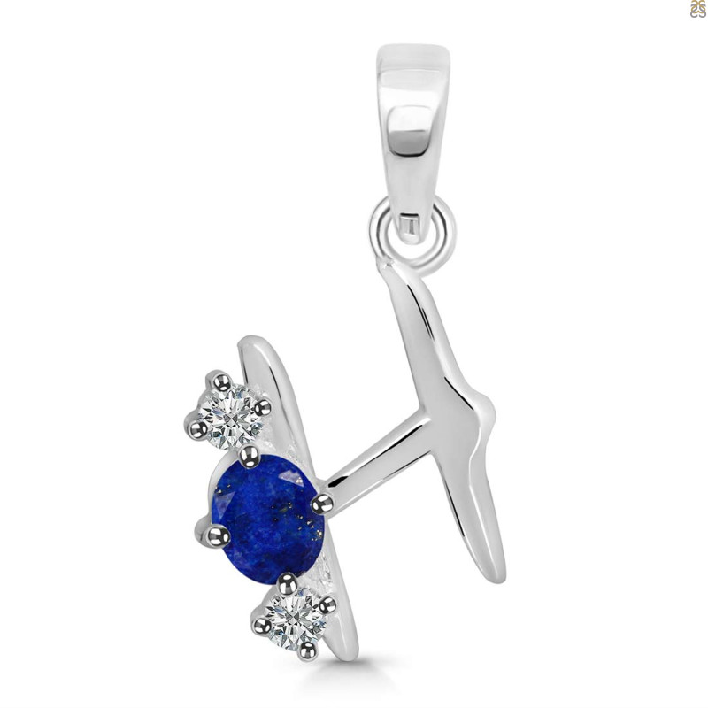 Lapis & White Topaz Alphabet H Pendant LLP-RDA-60.