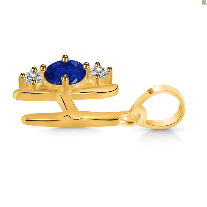 Lapis & White Topaz Alphabet H Pendant LLP-RDA-60.