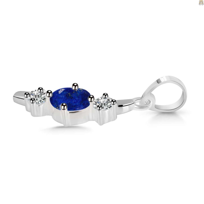 Lapis & White Topaz Alphabet I Pendant